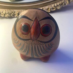 Vintage Mexican Tonala owl statue